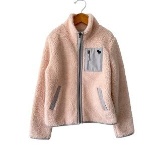 Abercrombie Kids Pink and Gray Sherpa Jacket NWT